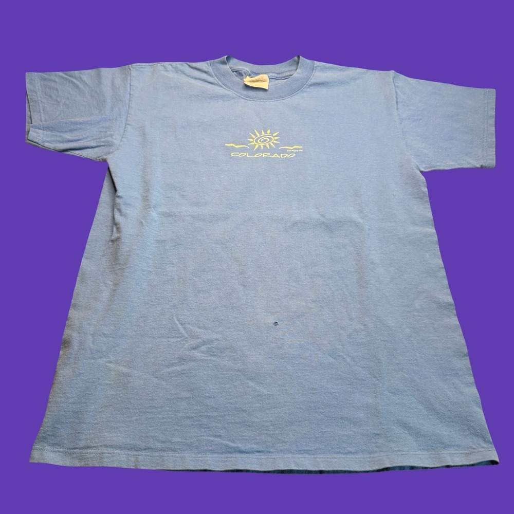 Colorado T Shirt Medium Blue Sun Graphic Tourist Souvenir Outdoor Vintage 90s
